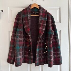 Soft Surroundings Plaid Heritage Sweater Coat Wool Alpaca‎ Small
